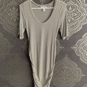 Motherhood Black and White Striped Midi Dress